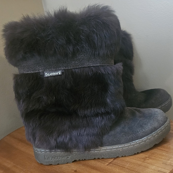 BearPaw Women's Chocolate Furry Ankle Booties - Picture 4 of 5
